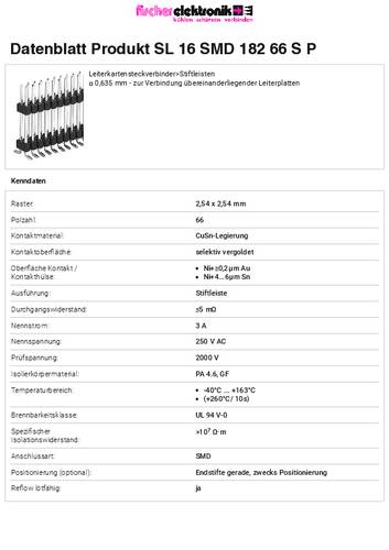 Fischer Elektronik Stiftleiste (Standard) Anzahl Reihen: 2 SL16SMD18266SP 10St.